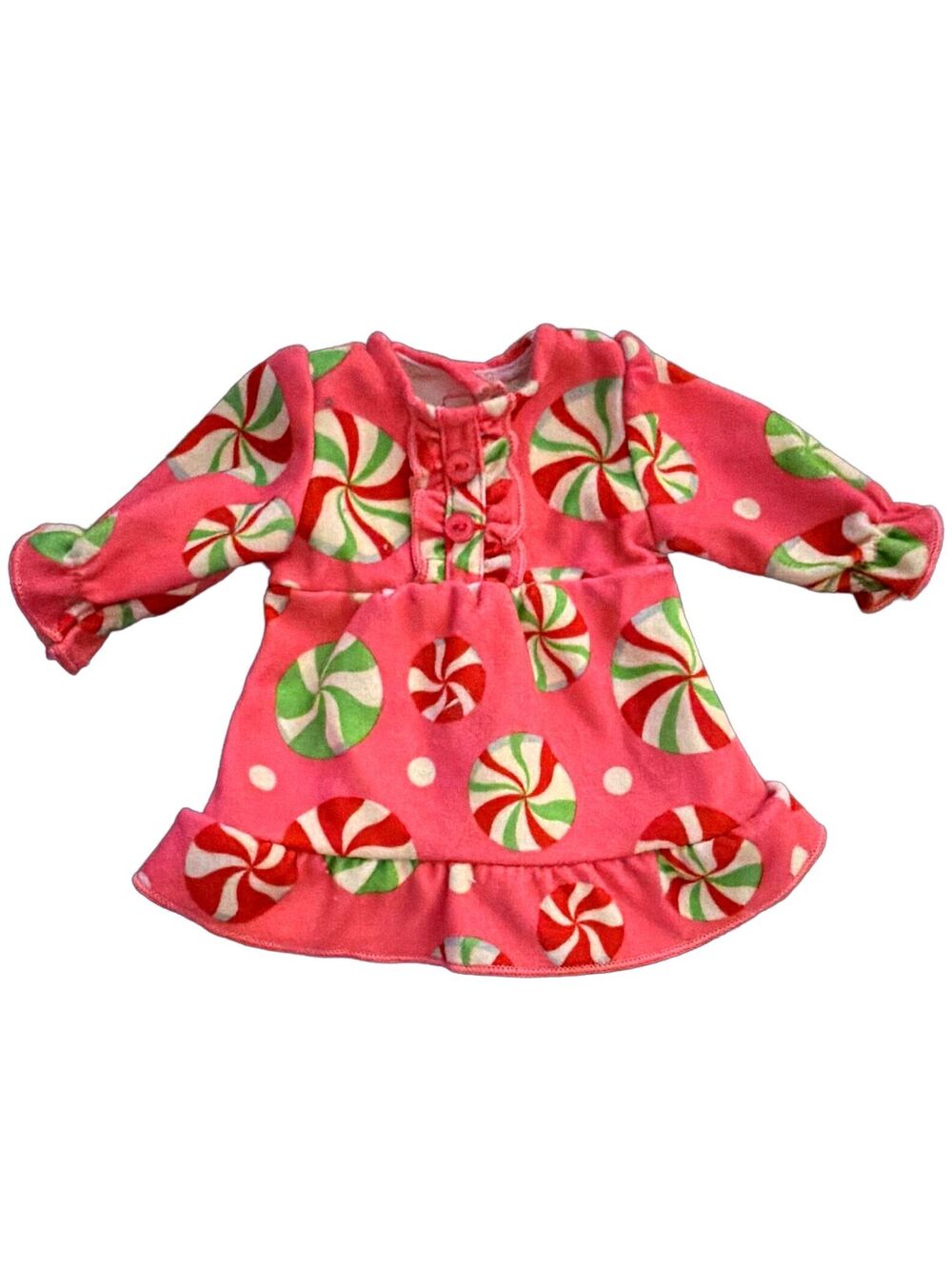 Dollie & Me Holiday 18 in Doll Dress Pink Peppermint Print Cloth, 1pc
